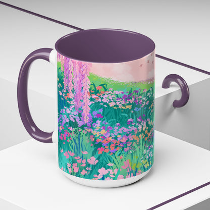 Floral Garden Accent Coffee Mug - Vibrant Nature Design for Home & Gifts