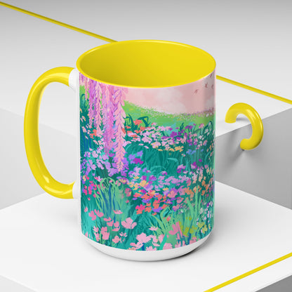 Floral Garden Accent Coffee Mug - Vibrant Nature Design for Home & Gifts