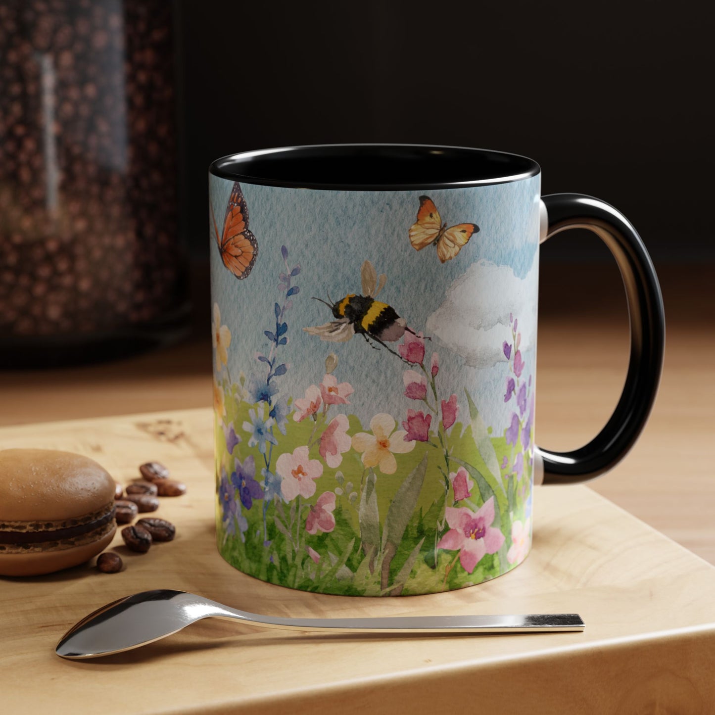 Butterfly Blossom Accent Coffee Mug - 11 & 15oz Floral Design for Nature Lovers