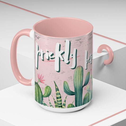 Cactus Accent Coffee Mug - "Prickly before Caffeine" - Perfect for Plant Lovers & Coffee Enthusiasts