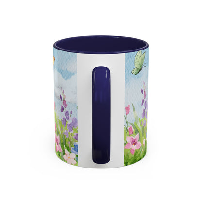 Butterfly Blossom Accent Coffee Mug - 11 & 15oz Floral Design for Nature Lovers